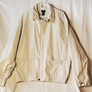 IZOD Mens Windbreaker Jacket Ivory Long Sleeve Full Zip Water Resistant XXL